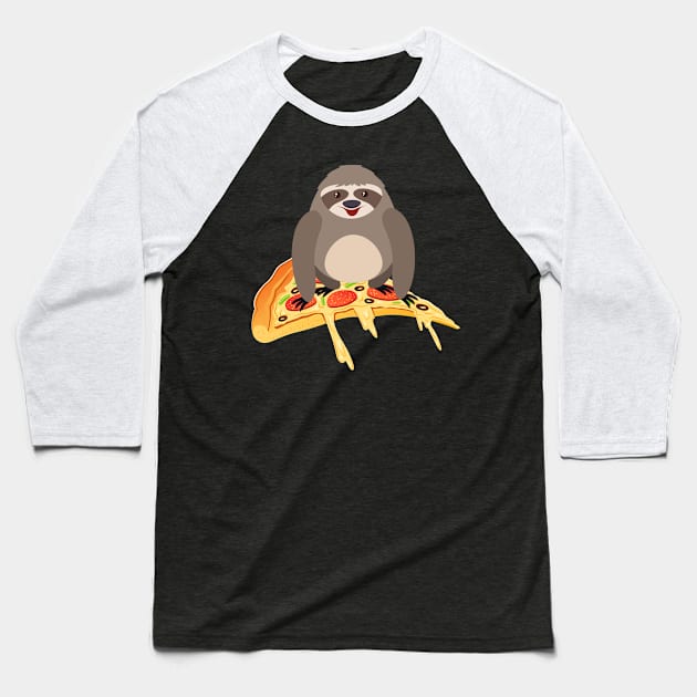 Cute & Funny Sloth Riding Pizza Adorable Animals Baseball T-Shirt by theperfectpresents